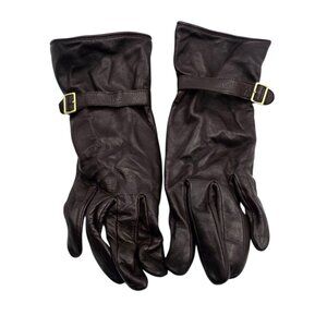 Women's - Cole Haan Brown Leather Gloves, Size Medium